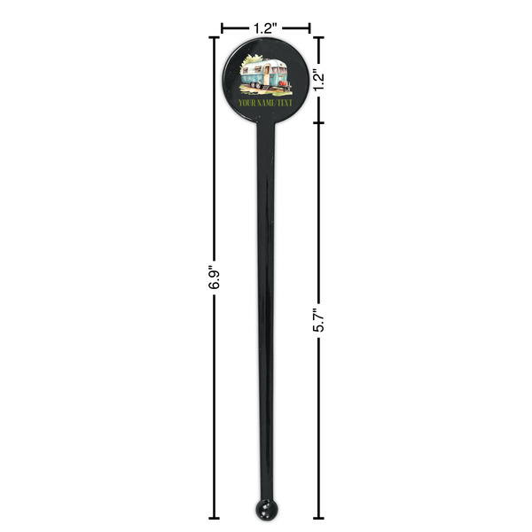Flamingo & Camping Black Plastic 7" Stir Stick - Round - Dimensions