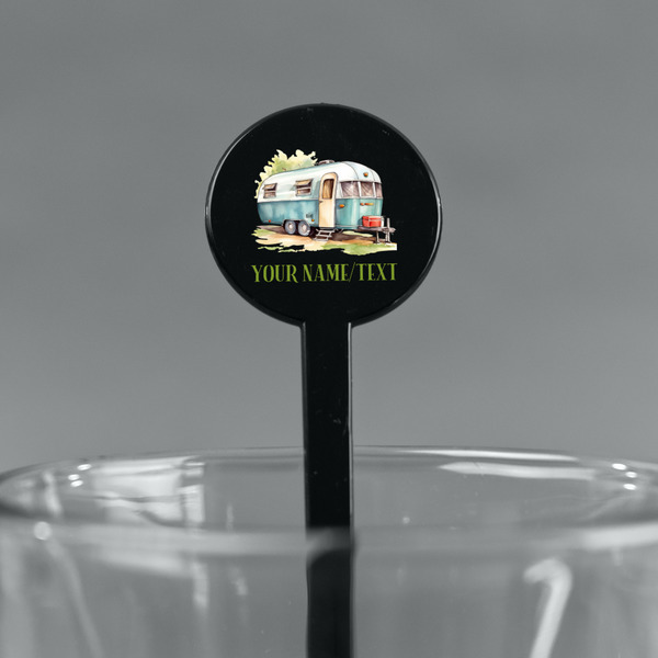 Flamingo & Camping Black Plastic 7" Stir Stick - Round - Main