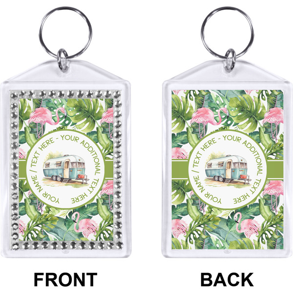 Flamingo & Camping Bling Keychain (Front + Back)