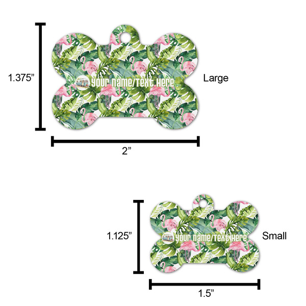 Flamingo & Camping Bone Shaped Dog ID Tags - Comparison Scale