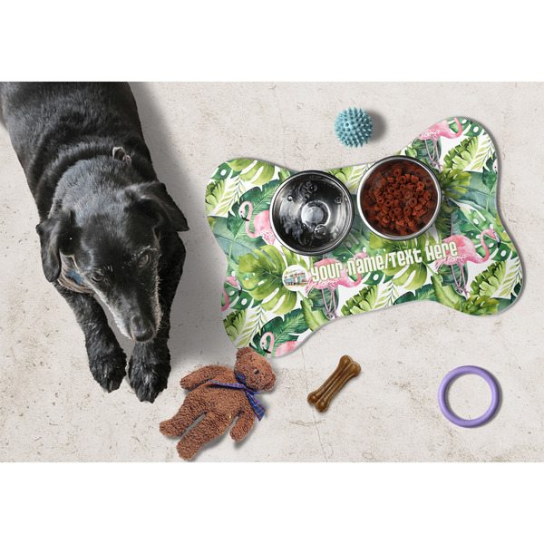 Flamingo & Camping Bone Shaped Mat w/ Food & Water