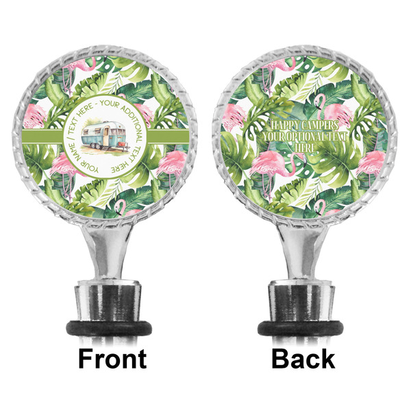 Flamingo & Camping Bottle Stopper - Front and Back