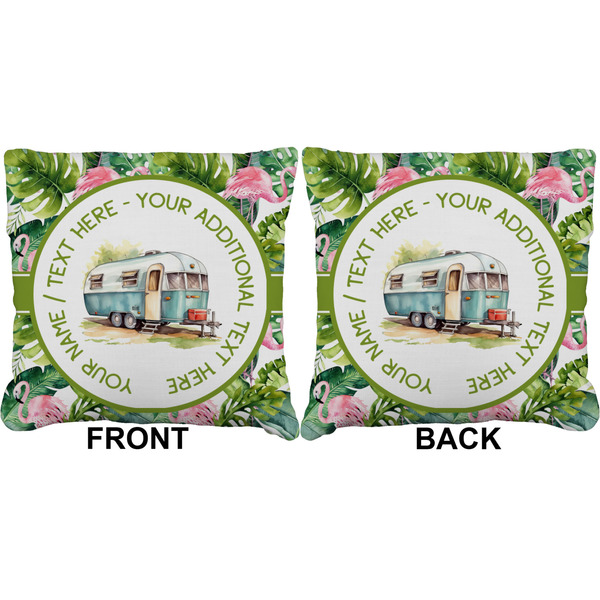 Flamingo & Camping Burlap Pillow Approval