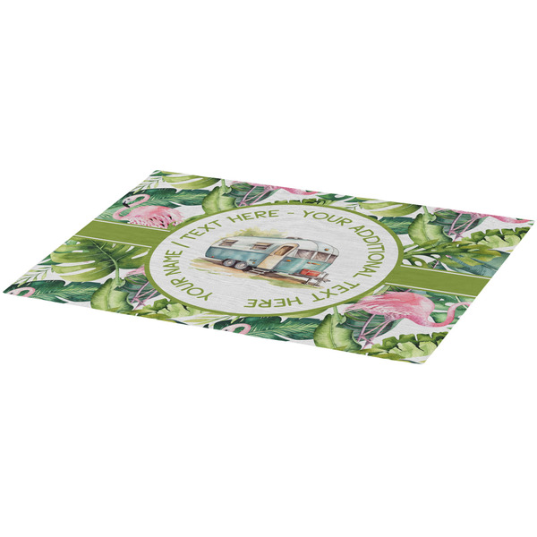 Flamingo & Camping Burlap Placemat (Angle View)