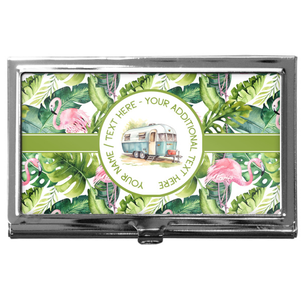 Custom Flamingo & Camping Business Card Case (Personalized)