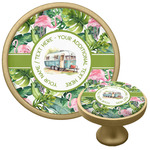 Flamingo & Camping Cabinet Knob - Gold (Personalized)