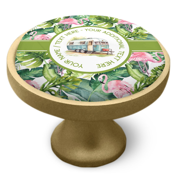 Flamingo & Camping Cabinet Knob - Gold - Side