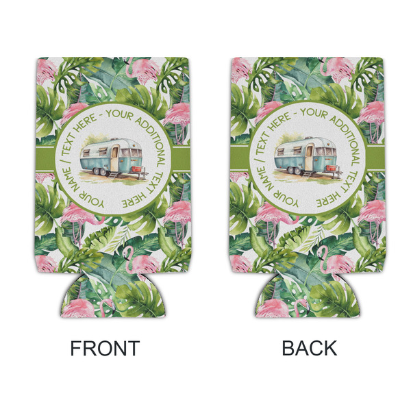 Flamingo & Camping Can Cooler - 16oz - Front & Back