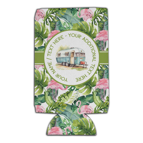 Flamingo & Camping Can Cooler - 16oz - Set of 4 - Front