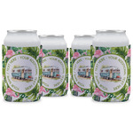 Flamingo & Camping Can Coolers - 12 oz - Set of 4 (Personalized)
