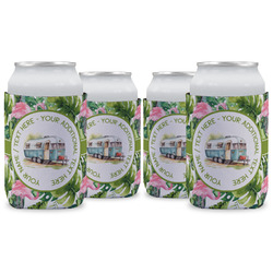 Flamingo & Camping Can Coolers - 12 oz - Set of 4 (Personalized)