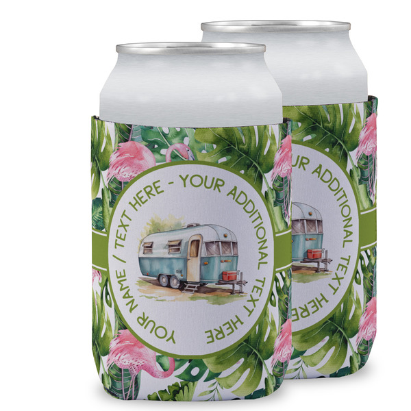 Flamingo & Camping Can Cooler - Standard 12oz - Two on Cans