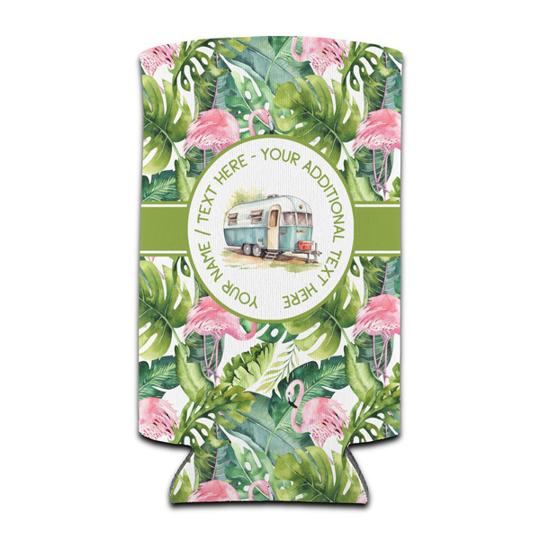 Flamingo & Camping Can Cooler - Tall 12oz - Set of 4 - Front