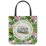 Flamingo & Camping Canvas Tote Bag - Large - 18" x 18" (Personalized)