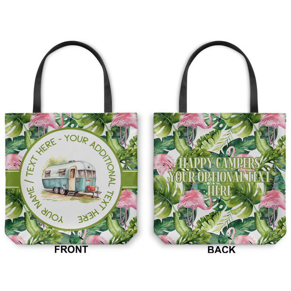 Flamingo & Camping Canvas Tote - Front and Back
