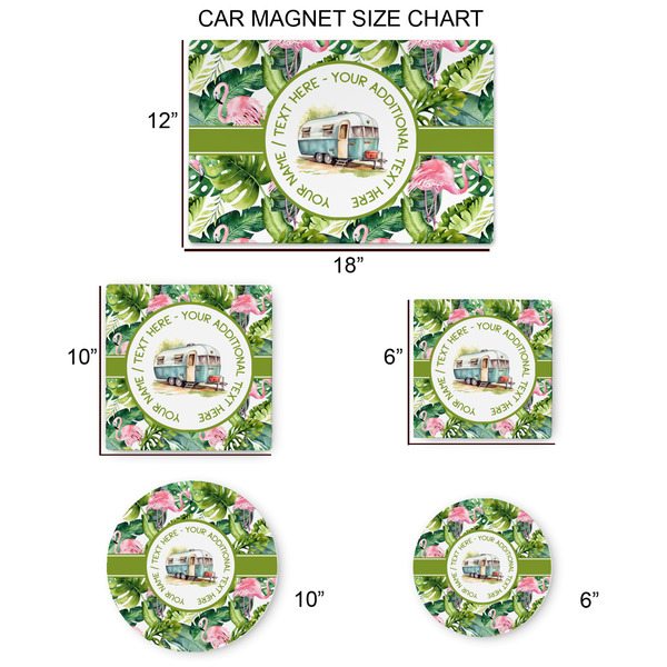 Flamingo & Camping Car Magnets - SIZE CHART