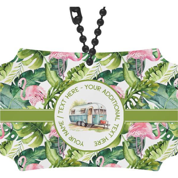 Custom Flamingo & Camping Rear View Mirror Ornament (Personalized)