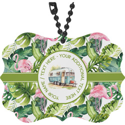 Flamingo & Camping Rear View Mirror Charm (Personalized)