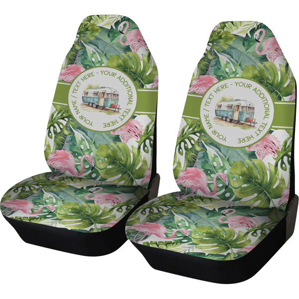 Custom Flamingo & Camping Car Seat Covers - Set of Two (Personalized)