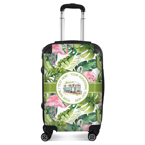 Custom Flamingo & Camping Suitcase - 20" Carry On (Personalized)