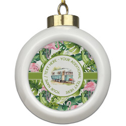 Flamingo & Camping Ceramic Ball Ornament (Personalized)