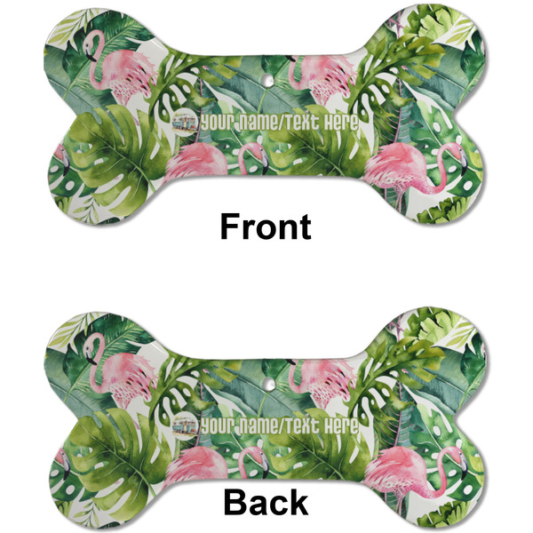 Flamingo & Camping Ceramic Flat Ornament - Bone Front & Back (APPROVAL)