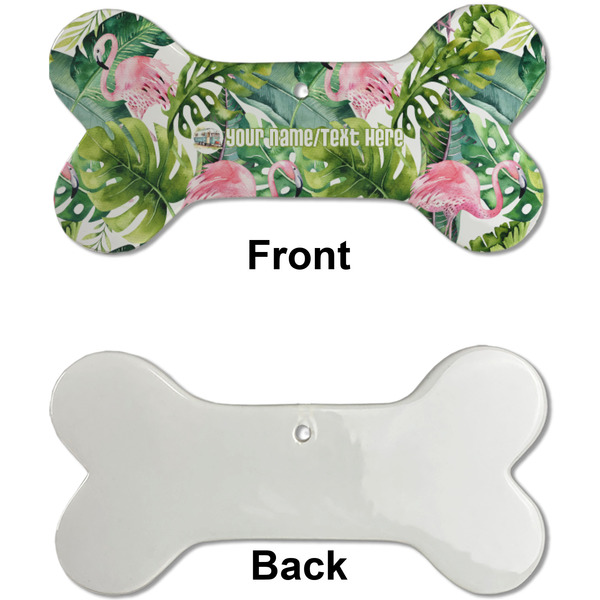Flamingo & Camping Ceramic Flat Ornament - Bone Front & Back Single Print (APPROVAL)