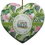 Flamingo & Camping Heart Ceramic Ornament (Personalized)