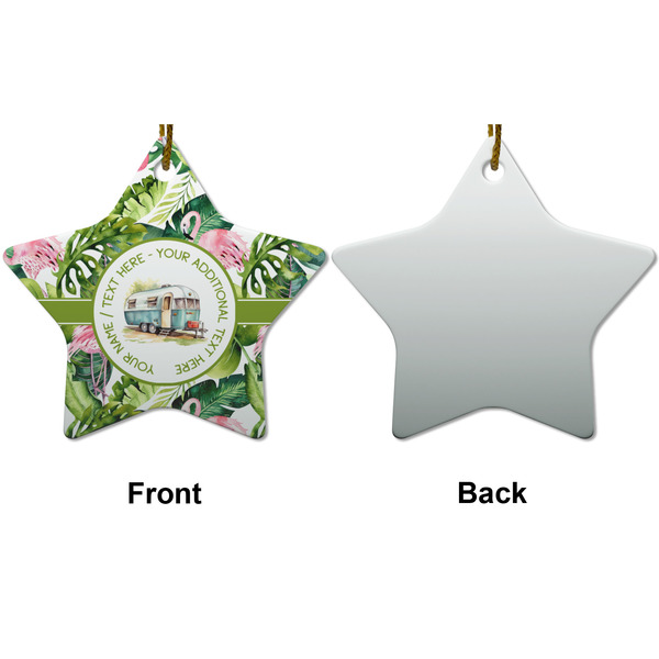 Flamingo & Camping Ceramic Flat Ornament - Star Front & Back (APPROVAL)