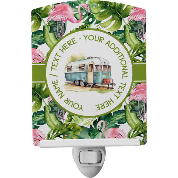 Custom Flamingo & Camping Ceramic Night Light (Personalized)