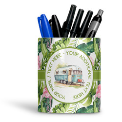 Flamingo & Camping Ceramic Pen Holder (Personalized)