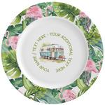 Flamingo & Camping Ceramic Dinner Plates - Set of 4 (Personalized)