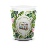 Flamingo & Camping Ceramic Shot Glass - 1.5 oz - White - Single (Personalized)