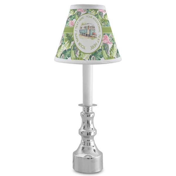 Flamingo & Camping Chandelier Lamp Shade - Lifestyle (On candle stick)