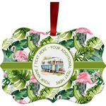 Flamingo & Camping Metal Frame Ornament - Double-Sided (Personalized)