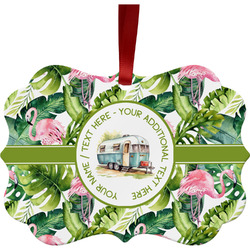 Flamingo & Camping Metal Frame Ornament - Double-Sided (Personalized)