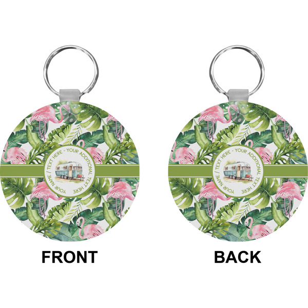 Flamingo & Camping Circle Keychain (Front + Back)