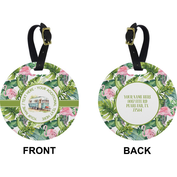 Flamingo & Camping Circle Luggage Tag (Front + Back)