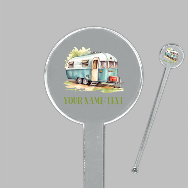 Flamingo & Camping Clear Plastic 7" Stir Stick - Round - Closeup