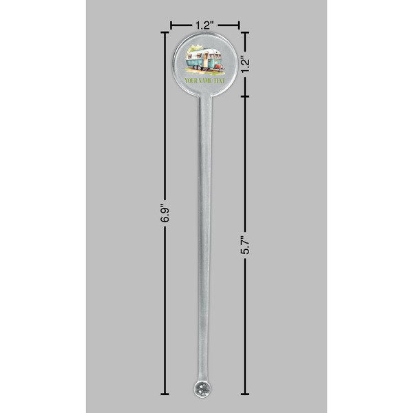 Flamingo & Camping Clear Plastic 7" Stir Stick - Round - Dimensions