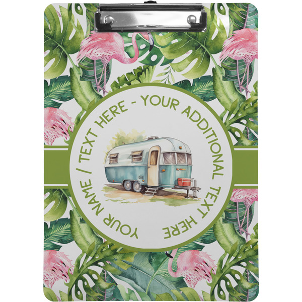 Custom Flamingo & Camping Clipboard - Letter Size (Personalized)