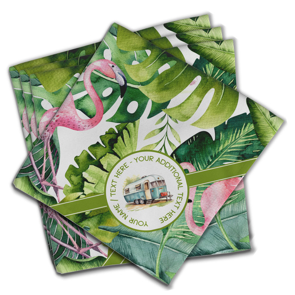 Flamingo & Camping Cloth Napkins - Personalized Dinner (PARENT MAIN Set of 4)