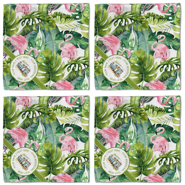 Flamingo & Camping Cloth Napkins - Personalized Lunch (APPROVAL) Set of 4