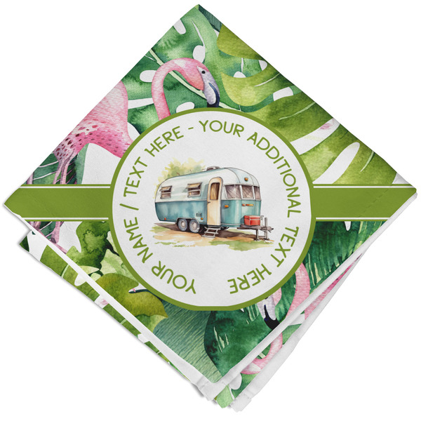 Flamingo & Camping Cloth Napkins - Personalized Lunch (Folded Four Corners)