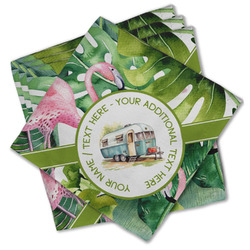 Flamingo & Camping Cloth Cocktail Napkins - Set of 4 (Personalized)