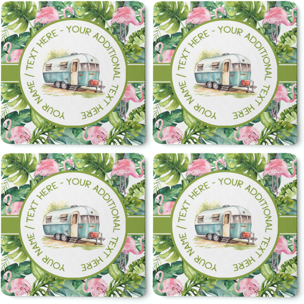 Flamingo & Camping Coaster Rubber Back - Apvl
