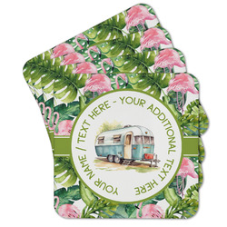 Flamingo & Camping Cork Coasters - Set of 4 (Personalized)