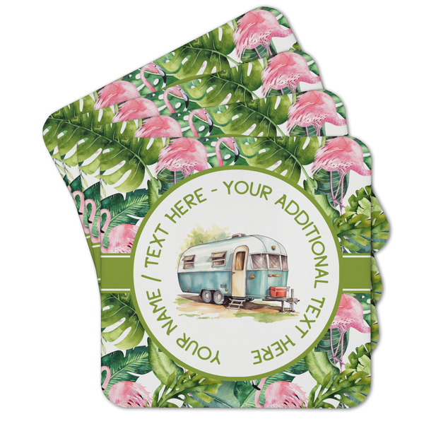 Custom Flamingo & Camping Cork Coasters - Set of 4 (Personalized)