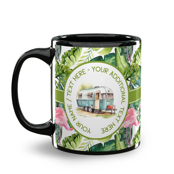 Flamingo & Camping Coffee Mug - 11 oz - Black