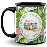 Flamingo & Camping 11 oz Coffee Mug - Black (Personalized)